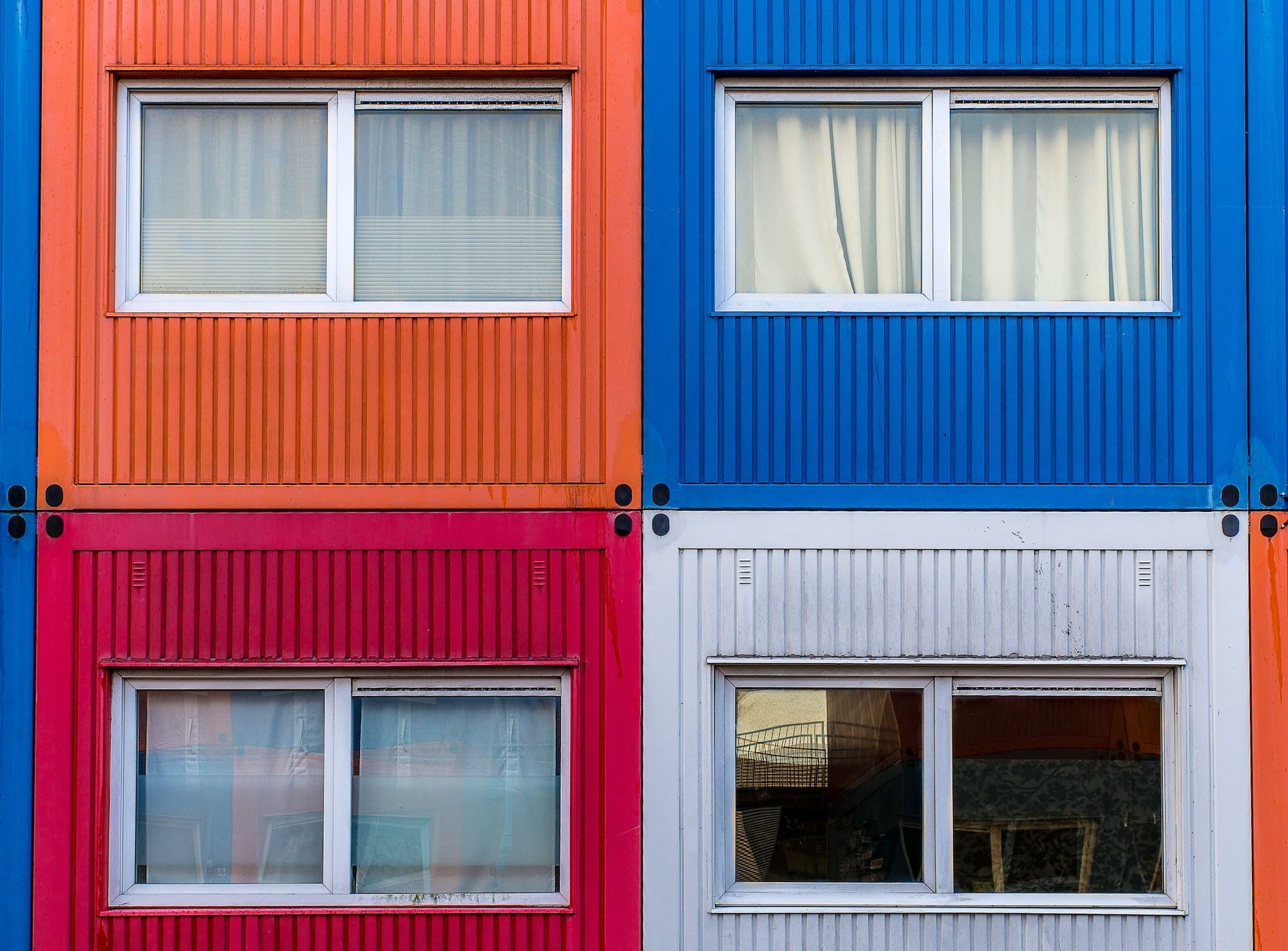 Residential building with temporary container homes for students or refugees